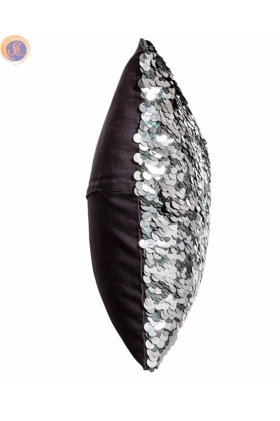 Подушка паєтка срібло