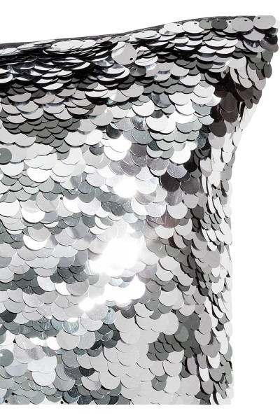 Подушка паєтка срібло