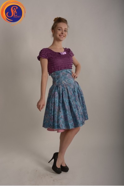 Юбка голубая и блуза фиолетовая 60-е