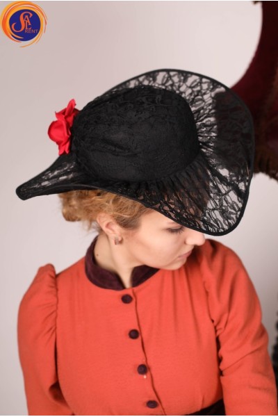 Шляпа черная гипюр 19 век