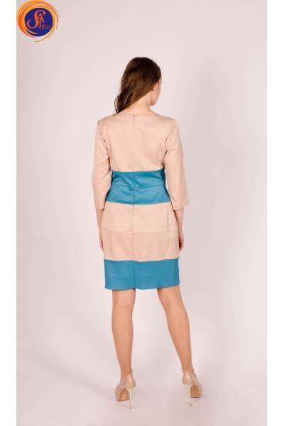 Платье бежево-голубое