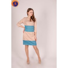 Платье бежево-голубое