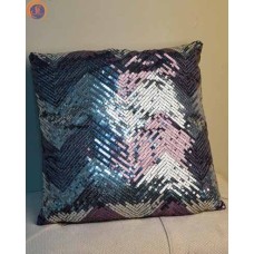 Подушка паєтка срібло зигзаг