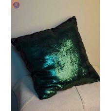 Подушка паєтка зелена