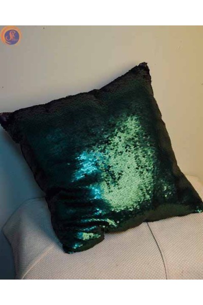 Подушка паєтка зелена