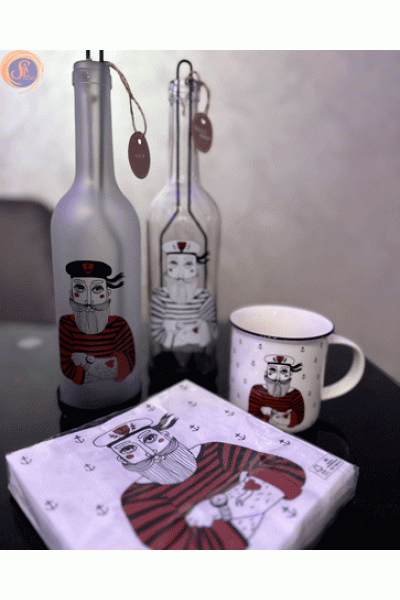 Пляшка-свічник «Морячок»