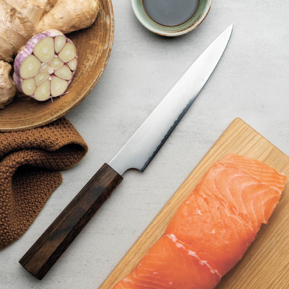 Ніж для нарізки 150 мм дамаська сталь, серія HANA Yaxell 34816 - Фото 10 Ніж для нарізки 150 мм дамаська сталь, серія HANA Yaxell 34816