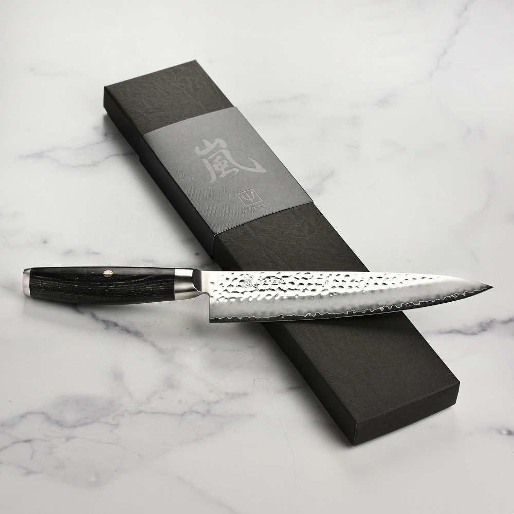 Кухарський шеф-ніж 200 мм дамаська сталь, серія KETU Yaxell 34900 - Фото 7 Кухарський шеф-ніж 200 мм дамаська сталь, серія KETU Yaxell 34900