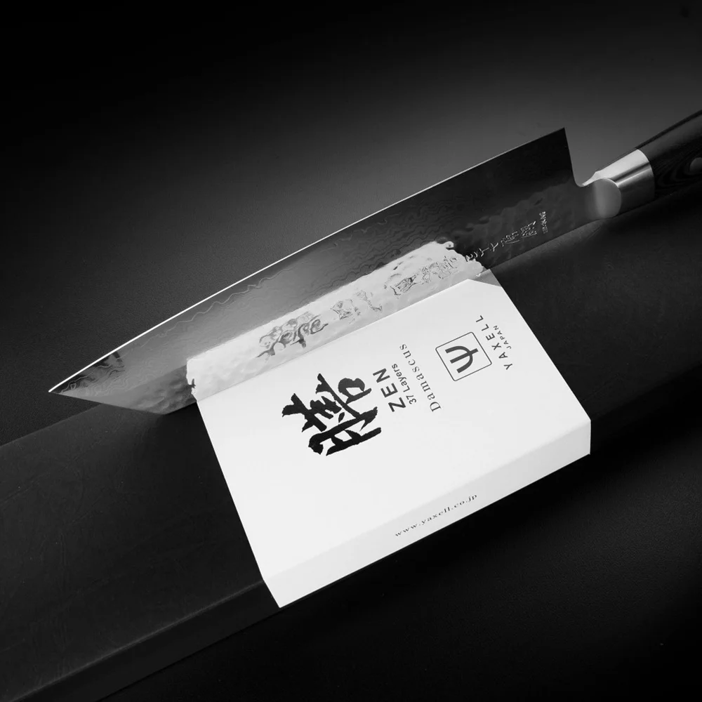 Ніж Кірітсуке 200 мм дамаська сталь, серія ZEN Yaxell 35534 - Фото 7 Ніж Кірітсуке 200 мм дамаська сталь, серія ZEN Yaxell 35534