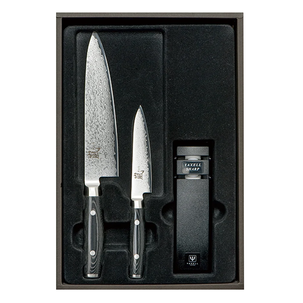 Набір ножів з 3-х предметів, дамаська сталь, серія RAN Yaxell 36000-003 - Фото 1 Набір ножів з 3-х предметів, дамаська сталь, серія RAN Yaxell 36000-003