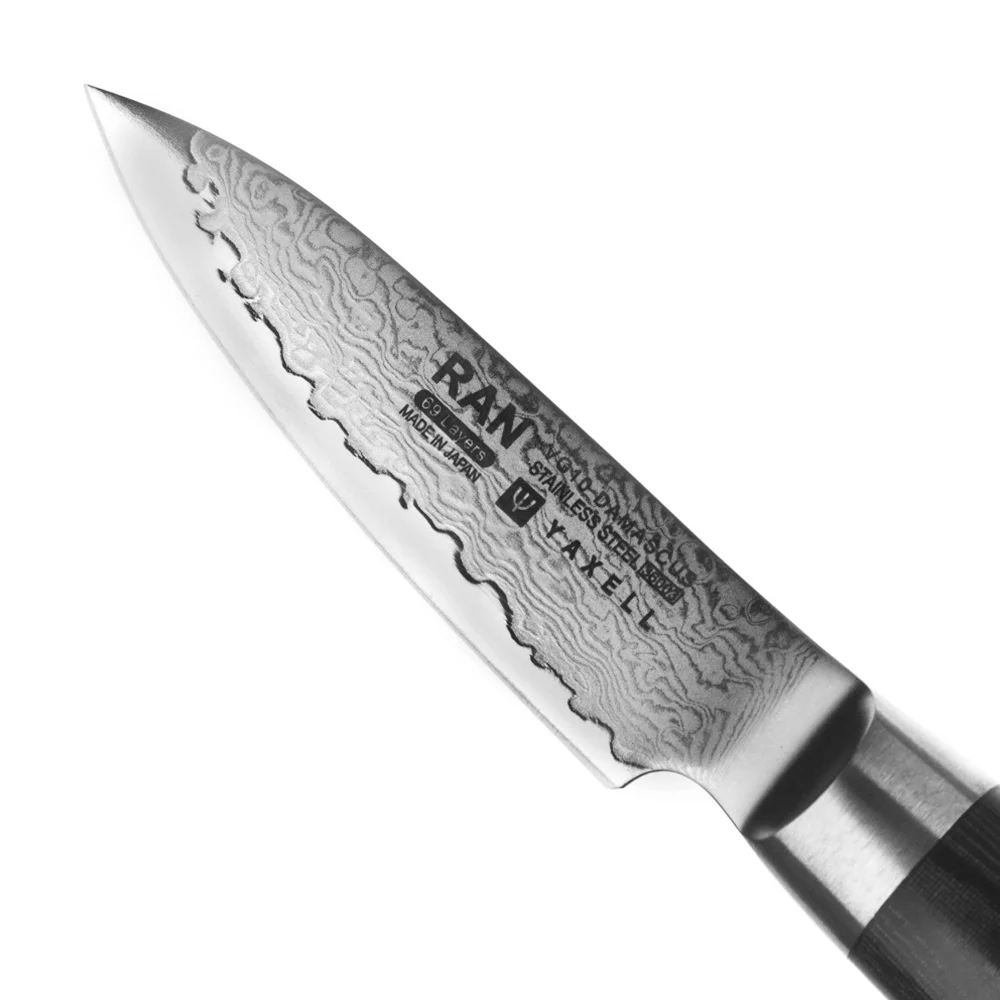 Ніж для чистки овочів та фруктів 80 мм дамаська сталь, серія RAN Yaxell 36003ВП - Фото 2 Ніж для чистки овочів та фруктів 80 мм дамаська сталь, серія RAN Yaxell 36003ВП