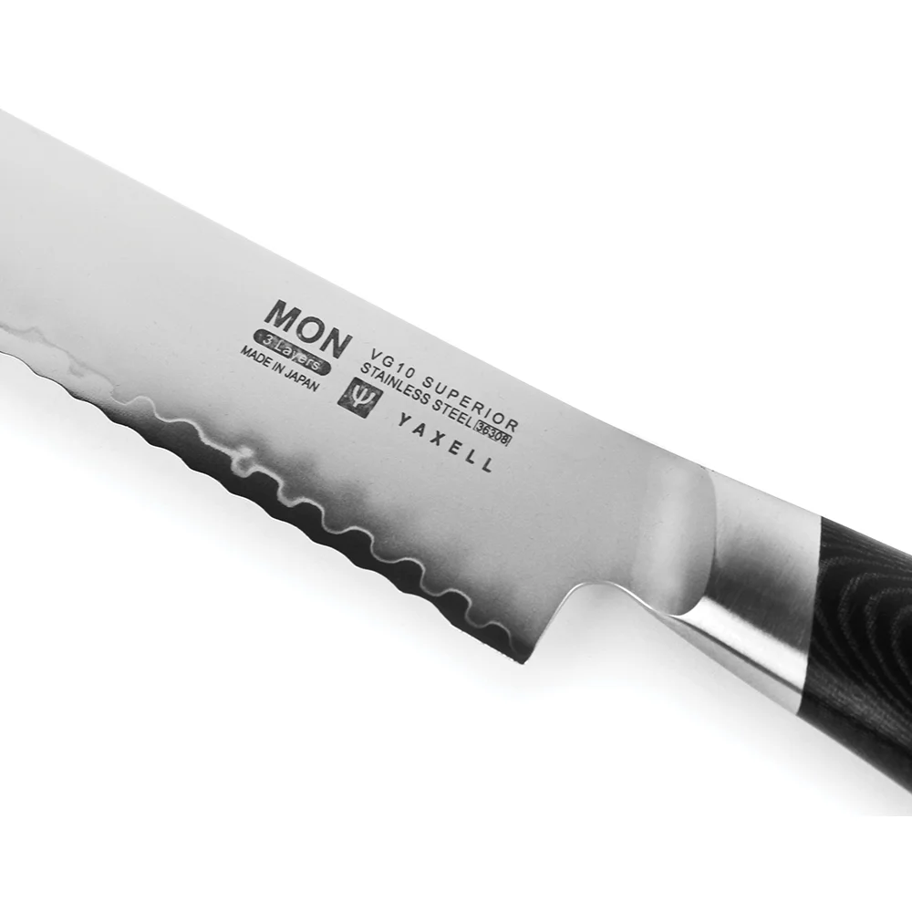Ніж для хліба 230 мм дамаська сталь, серія MON Yaxell 36308ВП - Фото 3 Ніж для хліба 230 мм дамаська сталь, серія MON Yaxell 36308ВП