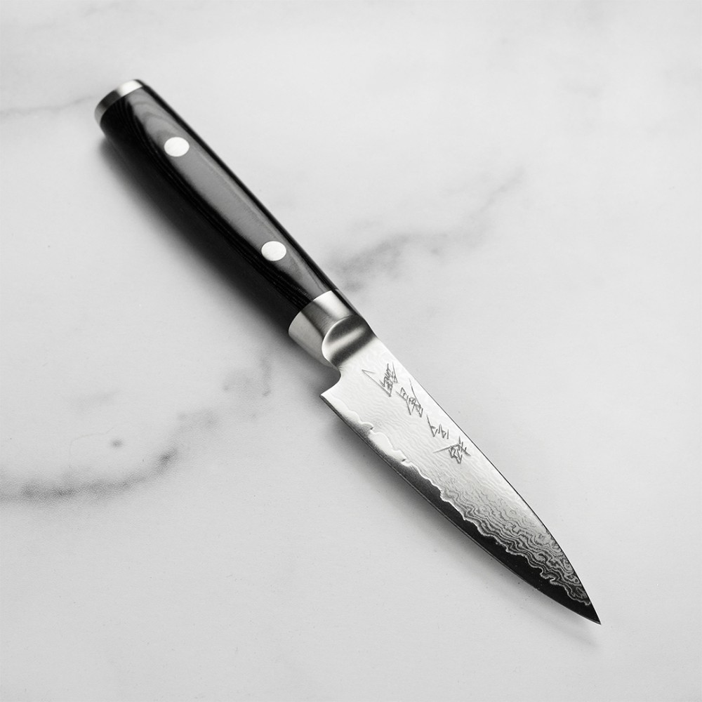 Ніж для чистки овочів 100 мм дамаська сталь, серія RAN PLUS Yaxell 36635 - Фото 3 Ніж для чистки овочів 100 мм дамаська сталь, серія RAN PLUS Yaxell 36635