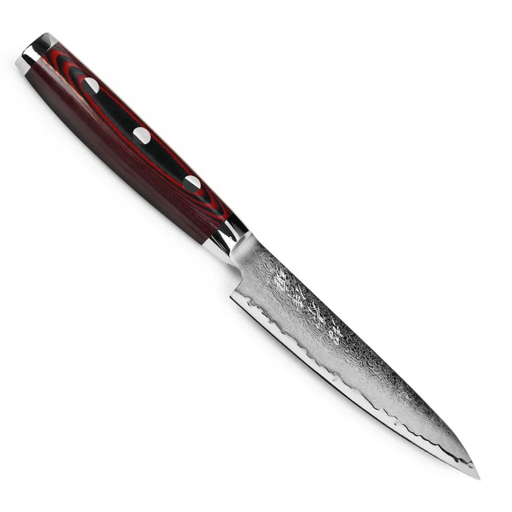 Кухонний ніж 120 мм дамаська сталь, серія SUPER GOU Yaxell 37102 - Фото 1 Кухонний ніж 120 мм дамаська сталь, серія SUPER GOU Yaxell 37102