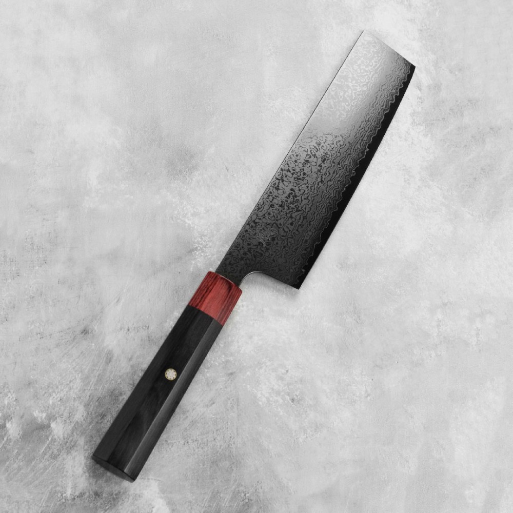 Ніж Накірі 165 мм, дамаська сталь, серія REI Yaxell 37444 - Фото 8 Ніж Накірі 165 мм, дамаська сталь, серія REI Yaxell 37444