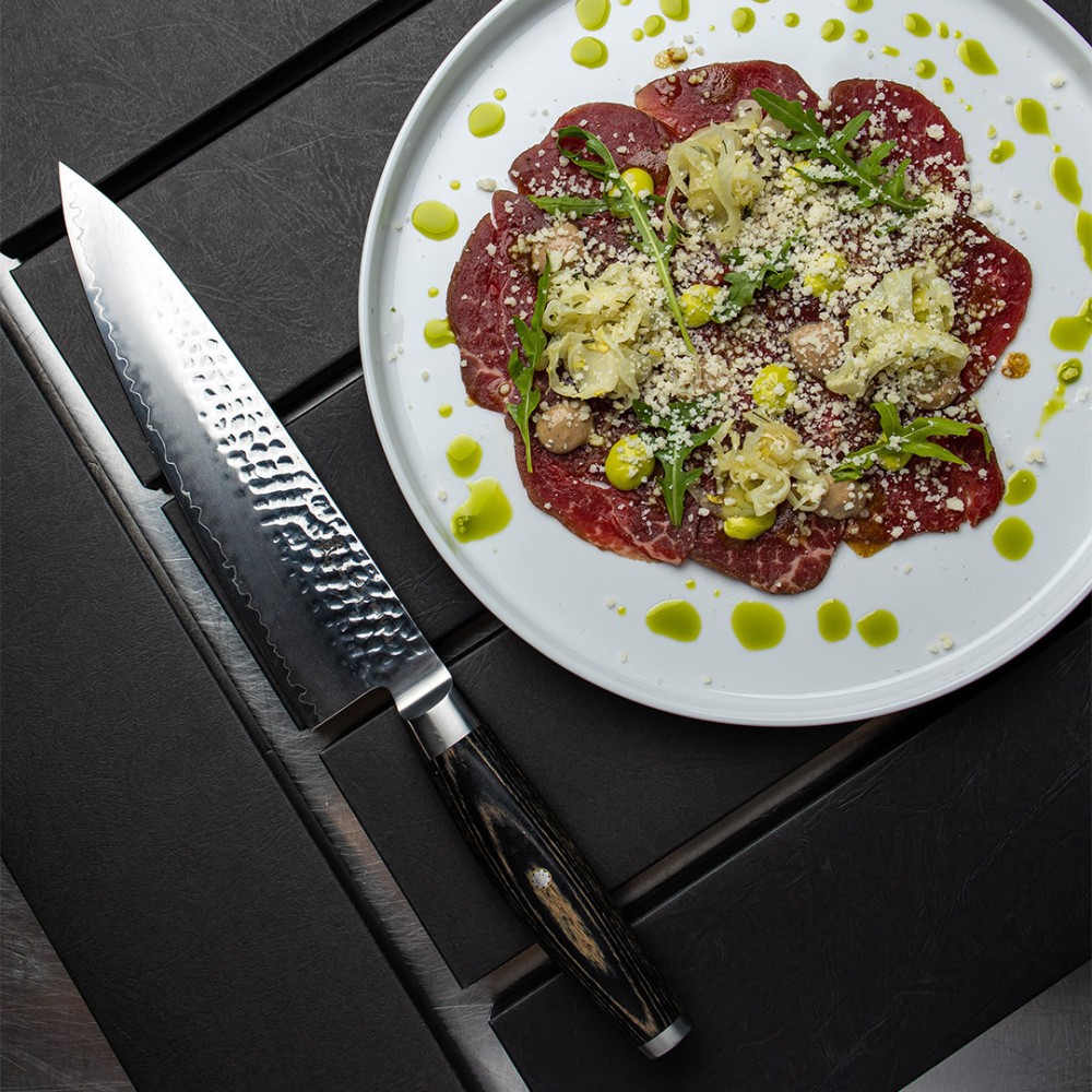 Кухарський шеф-ніж 200 мм дамаська сталь, серія KETU Yaxell 34900 - Фото 9 Кухарський шеф-ніж 200 мм дамаська сталь, серія KETU Yaxell 34900