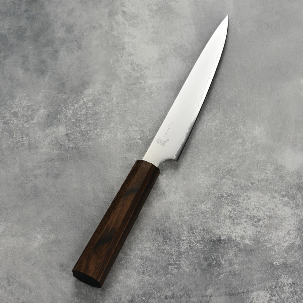 Ніж для нарізки 150 мм дамаська сталь, серія HANA Yaxell 34816 - Фото 6 Ніж для нарізки 150 мм дамаська сталь, серія HANA Yaxell 34816