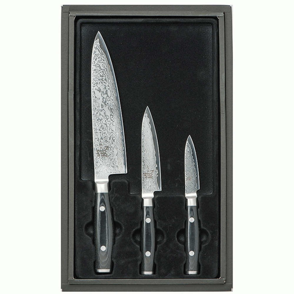 Набір ножів з 3-х предметів дамаська сталь, серія RAN Yaxell 36000-803 - Фото 1 Набір ножів з 3-х предметів дамаська сталь, серія RAN Yaxell 36000-803