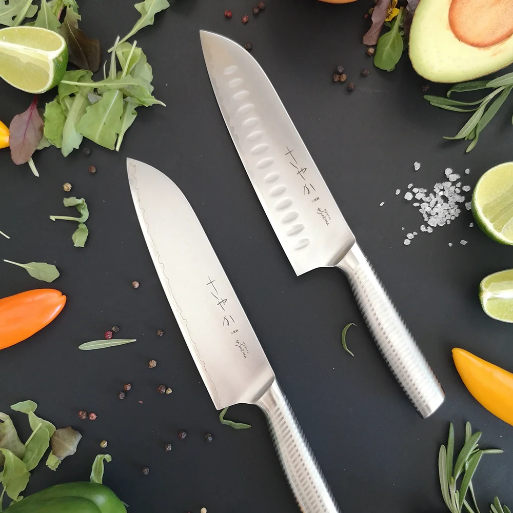 Ніж Сантоку 180 мм дамаська сталь, серія SAYAKA Yaxell S-1GВП - Фото 2 Ніж Сантоку 180 мм дамаська сталь, серія SAYAKA Yaxell S-1GВП